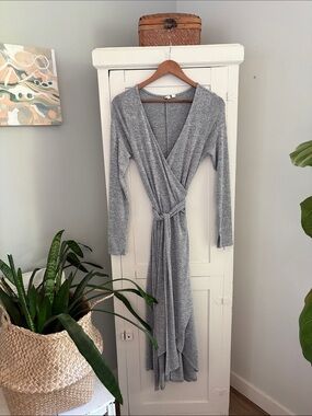 GAP Long Gray Wrap Dress